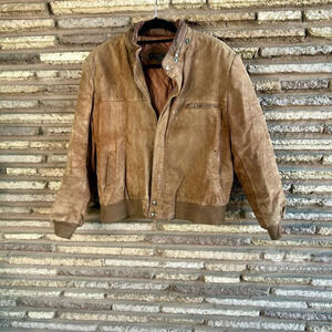 Porsha by Winer Vintage Men’s Suede Bomber Jacket - Distressed Size 44R